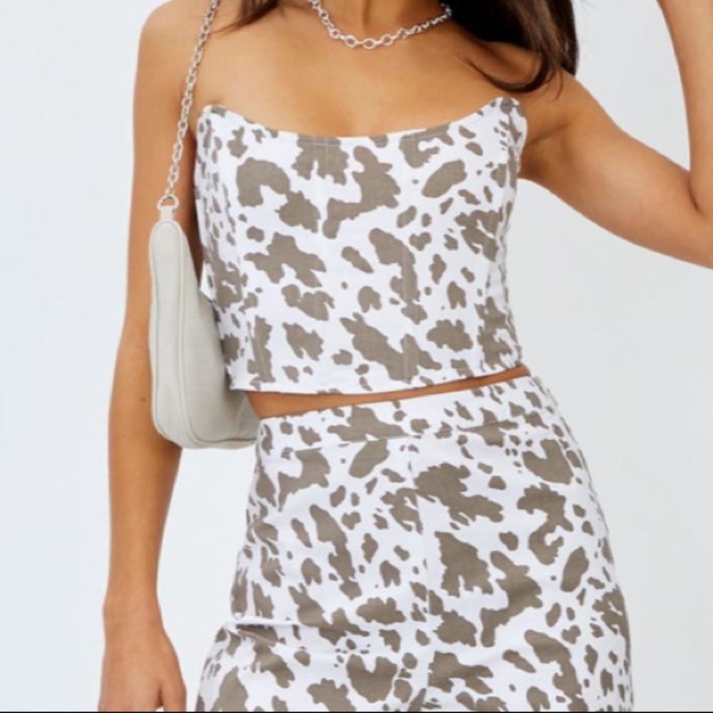 Glassons Cowprint Lace Up Corset Top